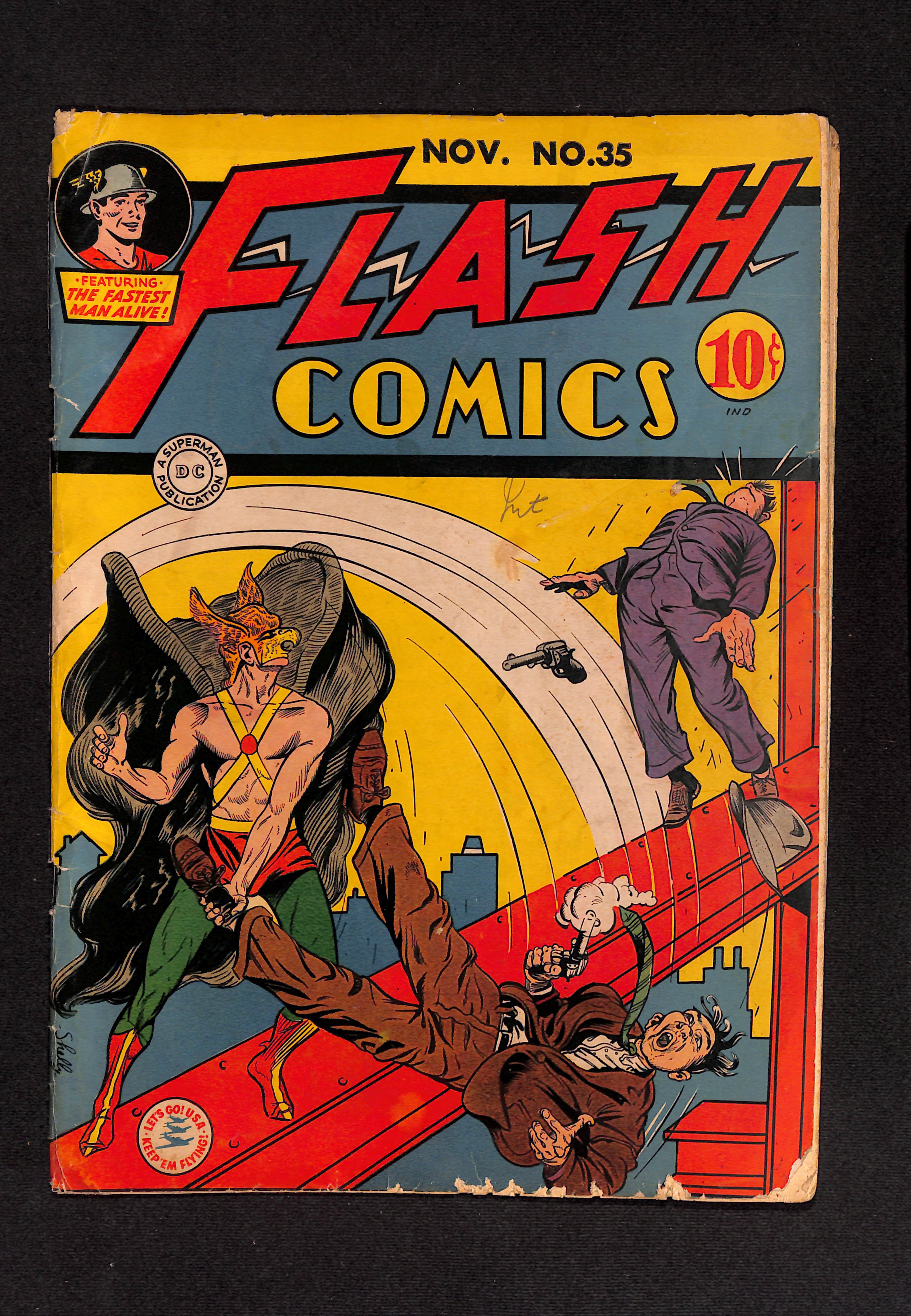 Flash Comics 35 featuring Hawkman vintage cover